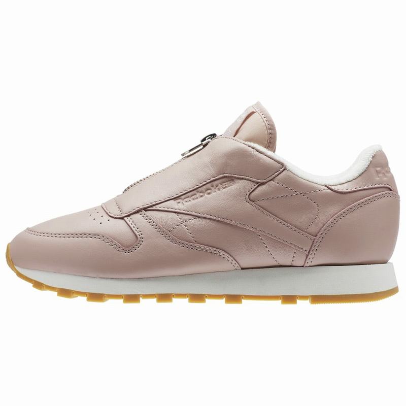 Reebok Classic Leather Zip Tenisky Damske - Ruzove/Biele TC6104IV